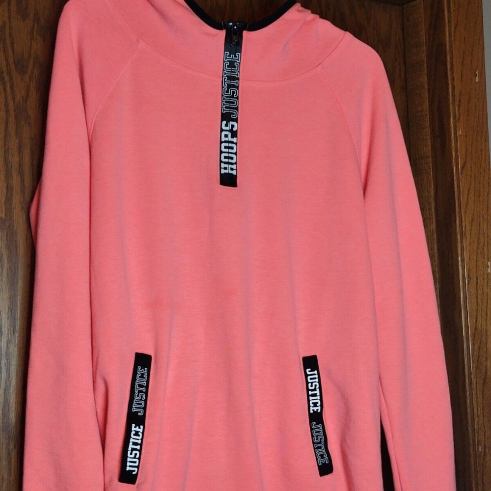Justice Hoops Girls Half Zip Hoodie Coral Size 20